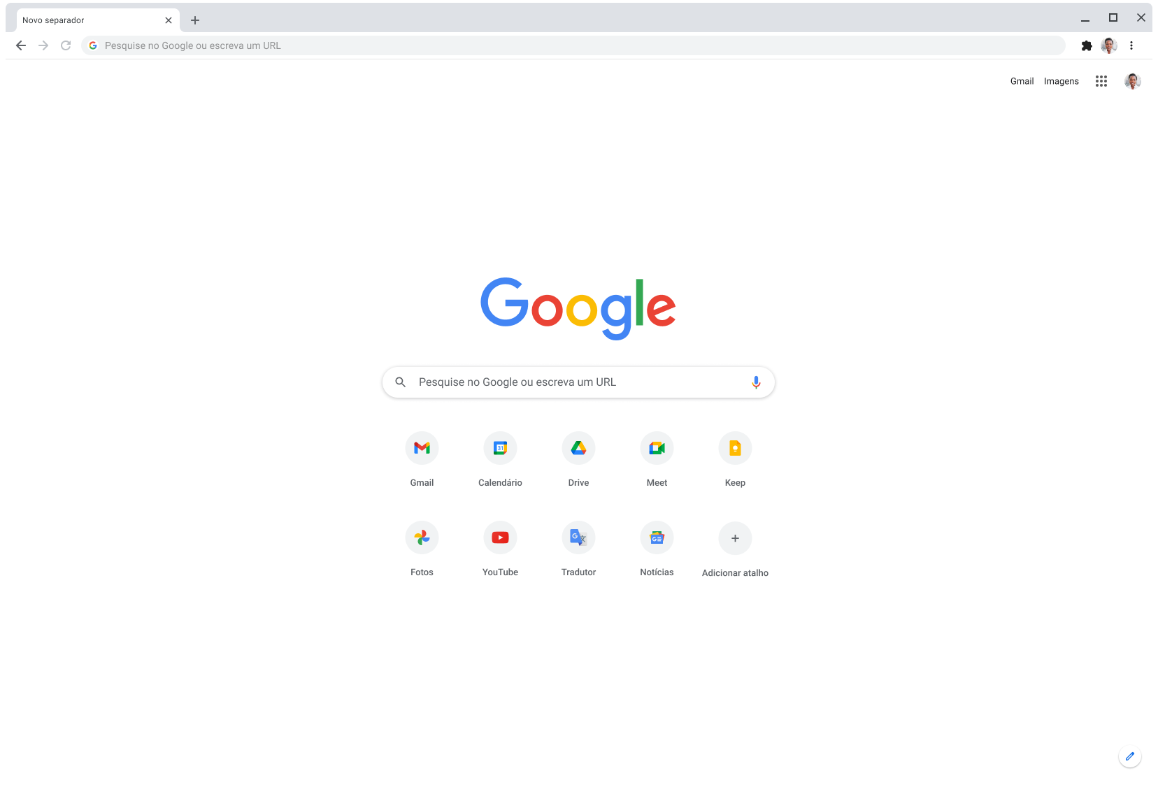 Janela do navegador Chrome a apresentar Google.com.